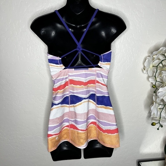 LULULEMON Women’s Dancing Warrior Tank Top White Iris Flower Bleacher Stripe 6 - Picture 4 of 6